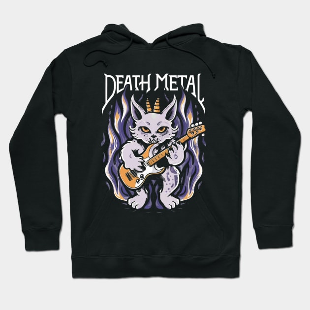 Death Metal Satanic Baphomet Cat playing guitar Hoodie by Aldrvnd